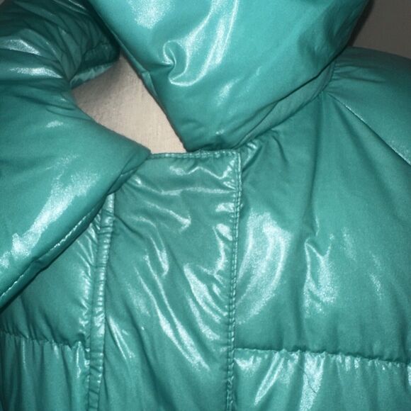 A New Day Women's Green Mid Length Puffer Coat Zip Snap Collared Size Large EUC - Picture 12 of 16